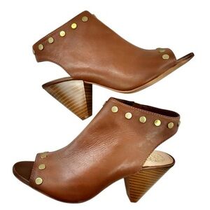 Vince Camuto Brown Leather Studded Mules